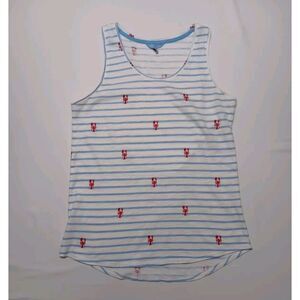 Joules Women's Tank Top Lobster Stripe Size US 6/ UK10 Sleeveless White Blue Red